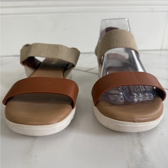 Kensie Multicolor Elastic and leather strap platform ankle wrap sandals size 9 - Picture 2 of 12